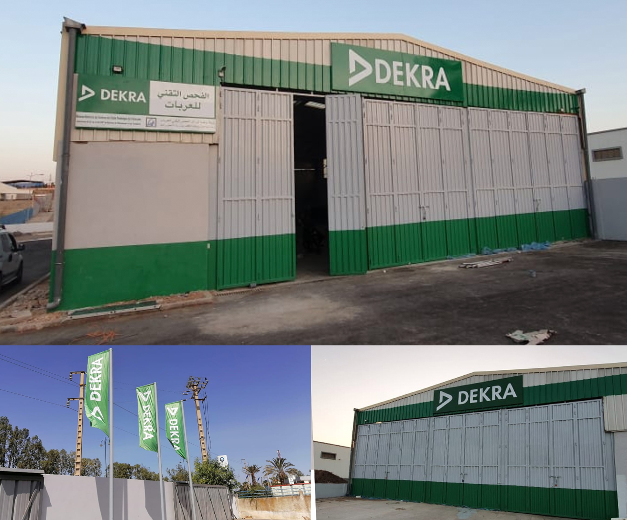 aménagement signalétique centre DEKRA Maroc panneau enseigne et drapeau DEKRA
